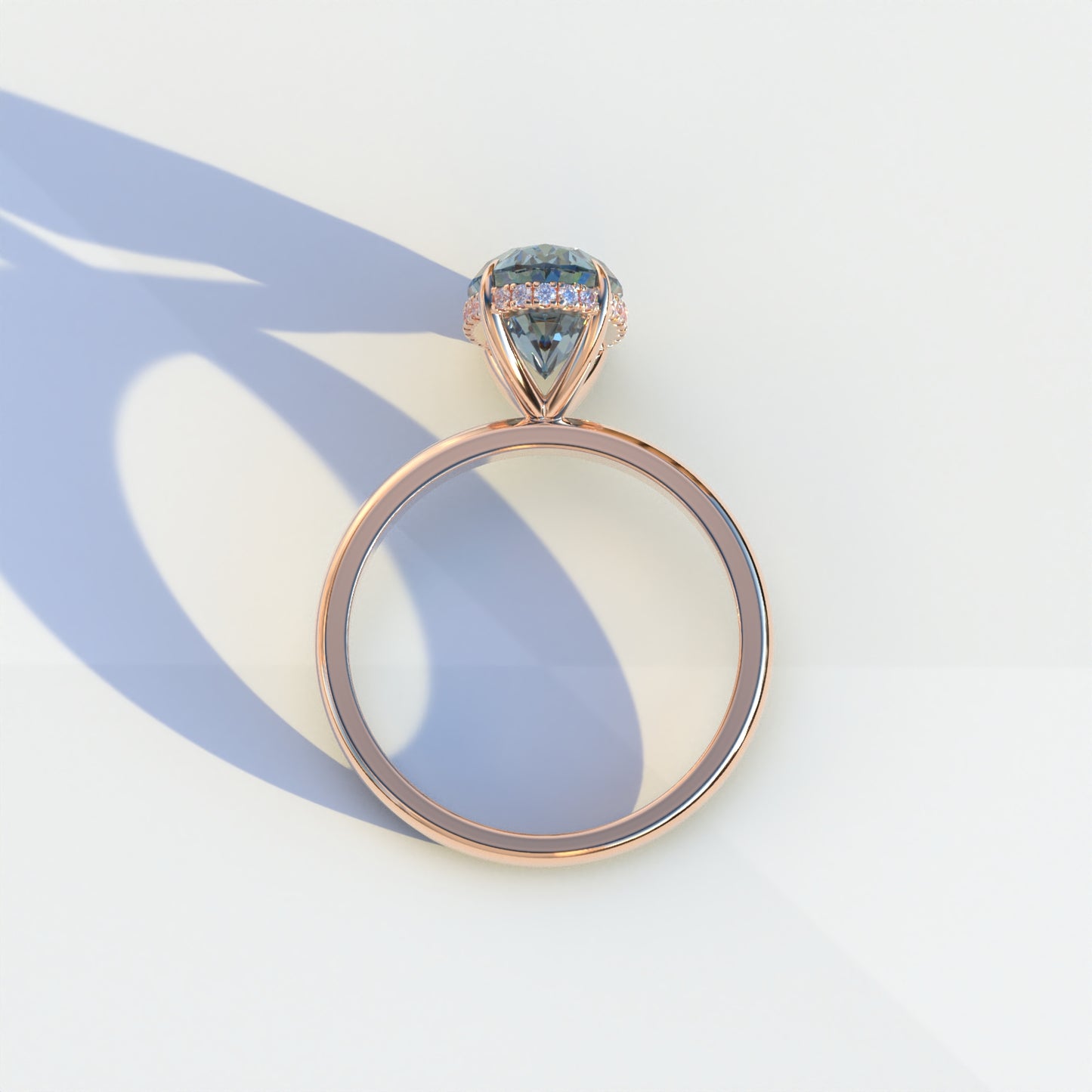 2.5 Carat Blue Oval Cut Hidden Halo Lab Diamond Ring - Mi Amor