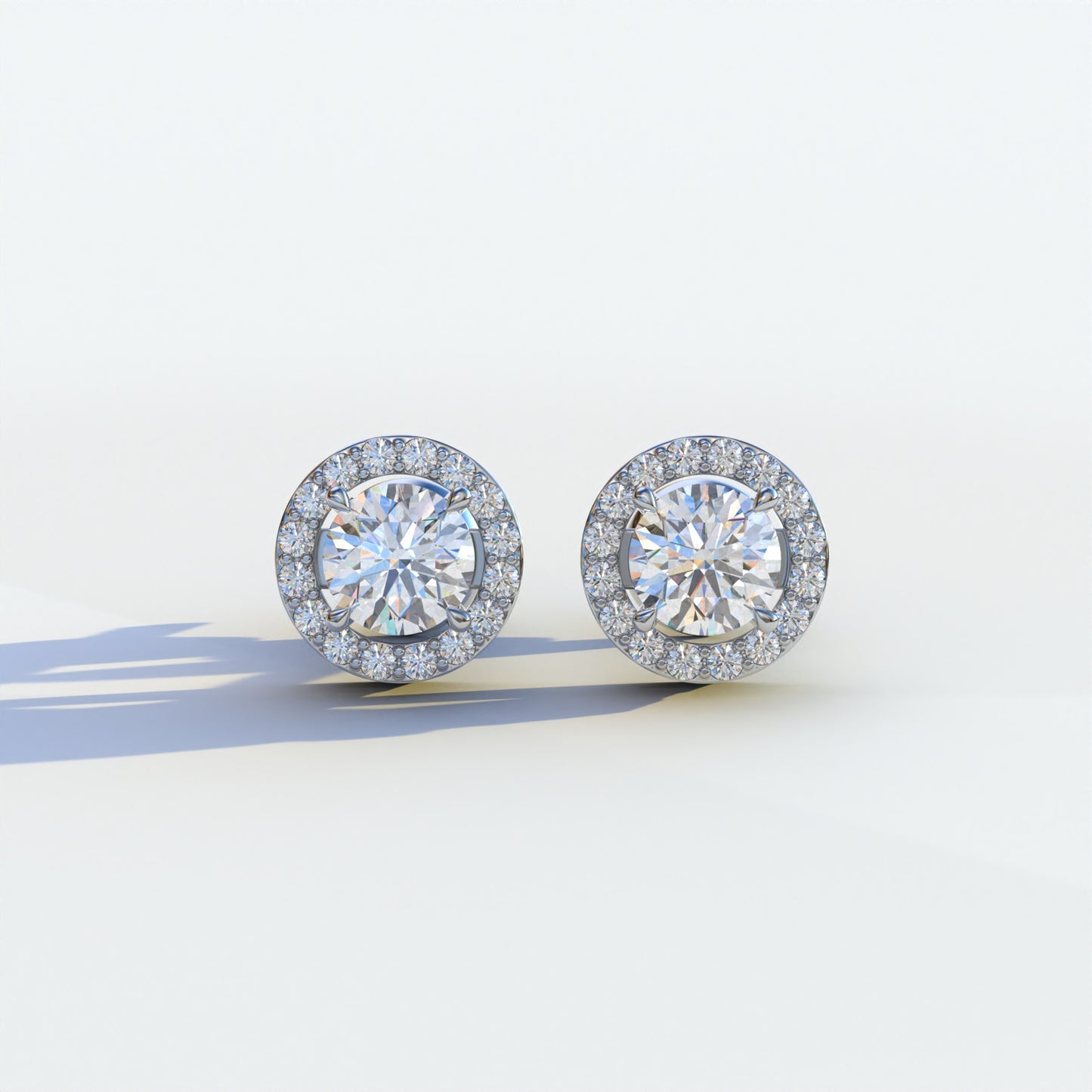 Ciera - Round Diamond Stud Earrings | Halo Setting | Certified