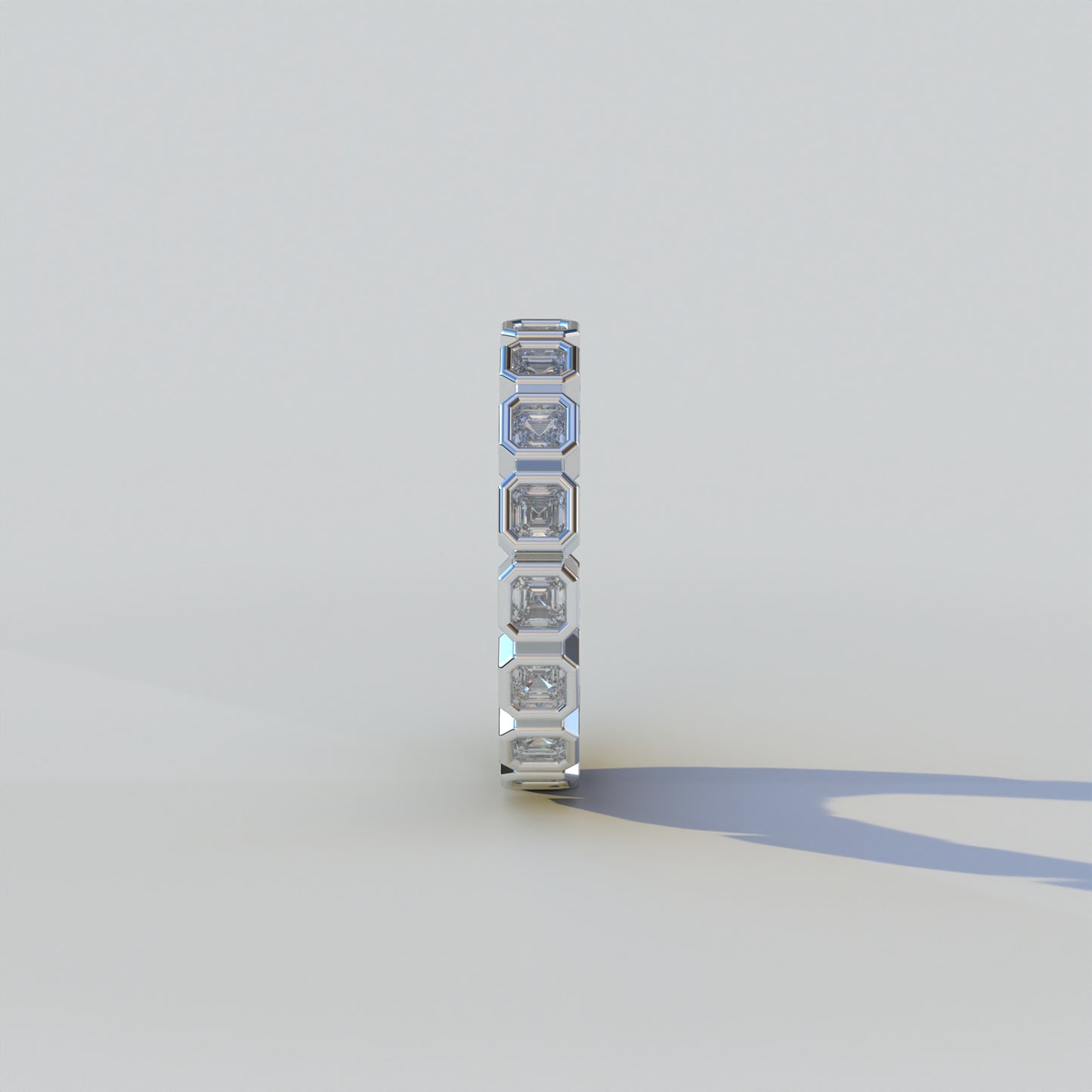 Lucinda - Colorless Asscher Cut Diamond Bezel Full Eternity Band | Bezel Setting | Certified