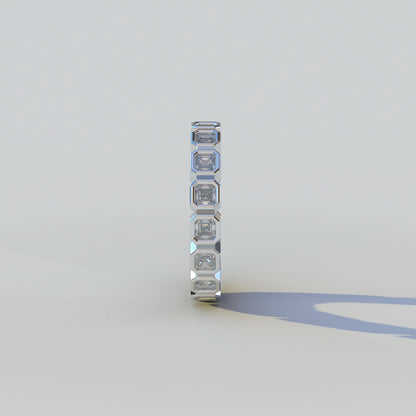 Lucinda - Colorless Asscher Cut Diamond Bezel Full Eternity Band | Bezel Setting | Certified