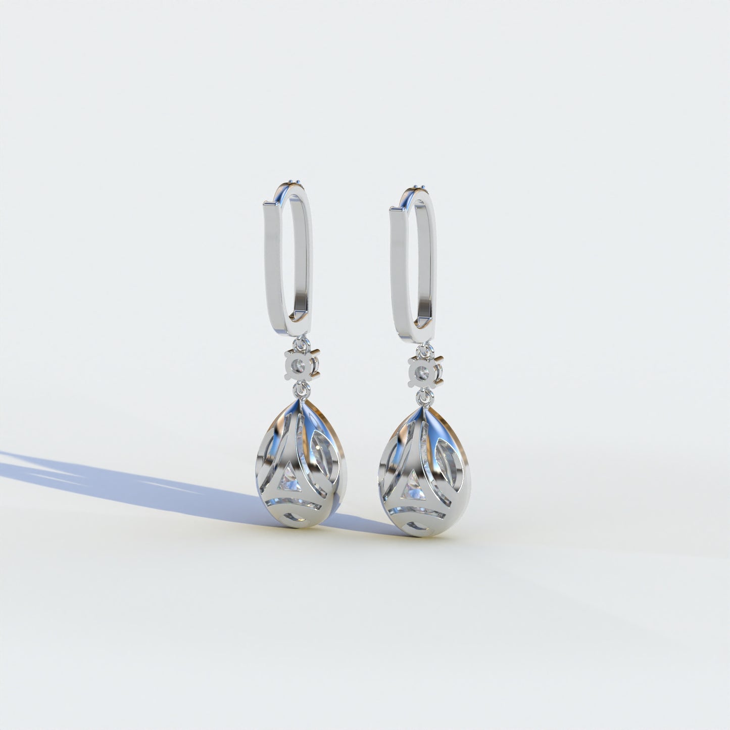 Cleopatra - Pear Cut Diamond Stud Earrings | Halo & Pave Setting | Certified