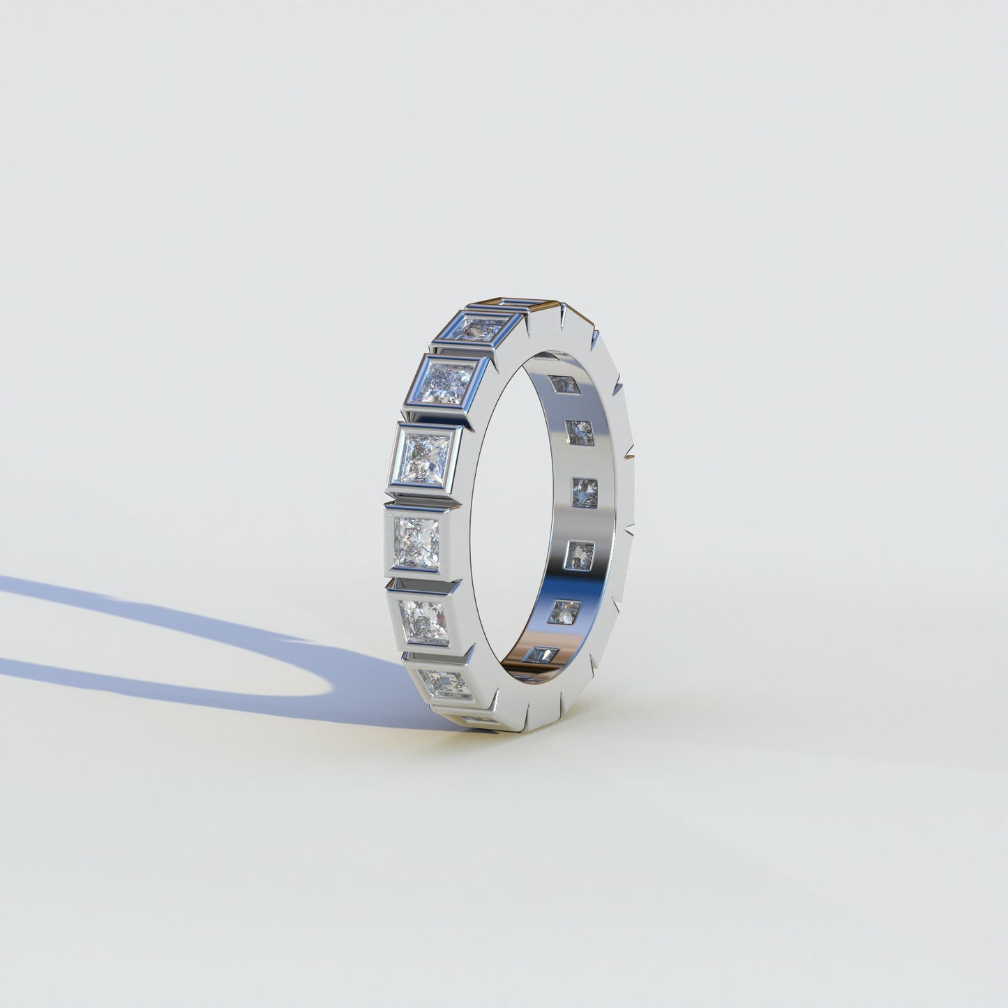 Princetta - Colorless Princess Cut Diamond Full Eternity Band | Bezel Setting | Certified